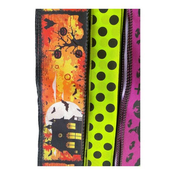Haunted House Halloween Sign & Ribbon Bundle | DIY Wreath Making Kit Supplies - Picture 4 of 5